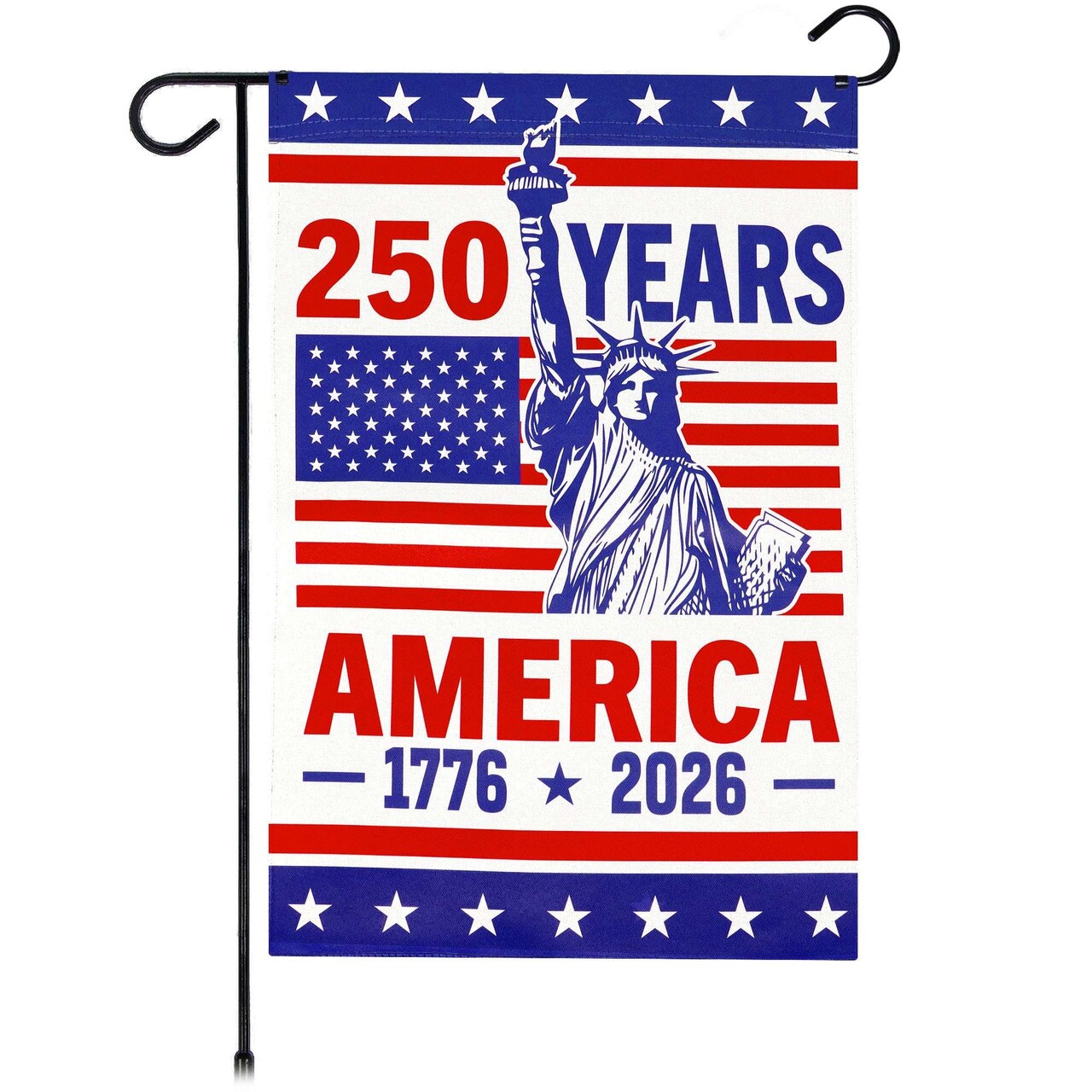 G128 USA 250th Anniversary Garden Flag 12x18 In Double Sided Printed Patriotic Yard Decoration | 1776-2026 Statue of Liberty Flag